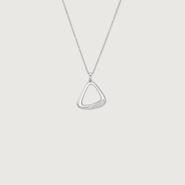 Modern Geometric Triangle Crystal Pendant Necklace for Women | Premium Silver Finish