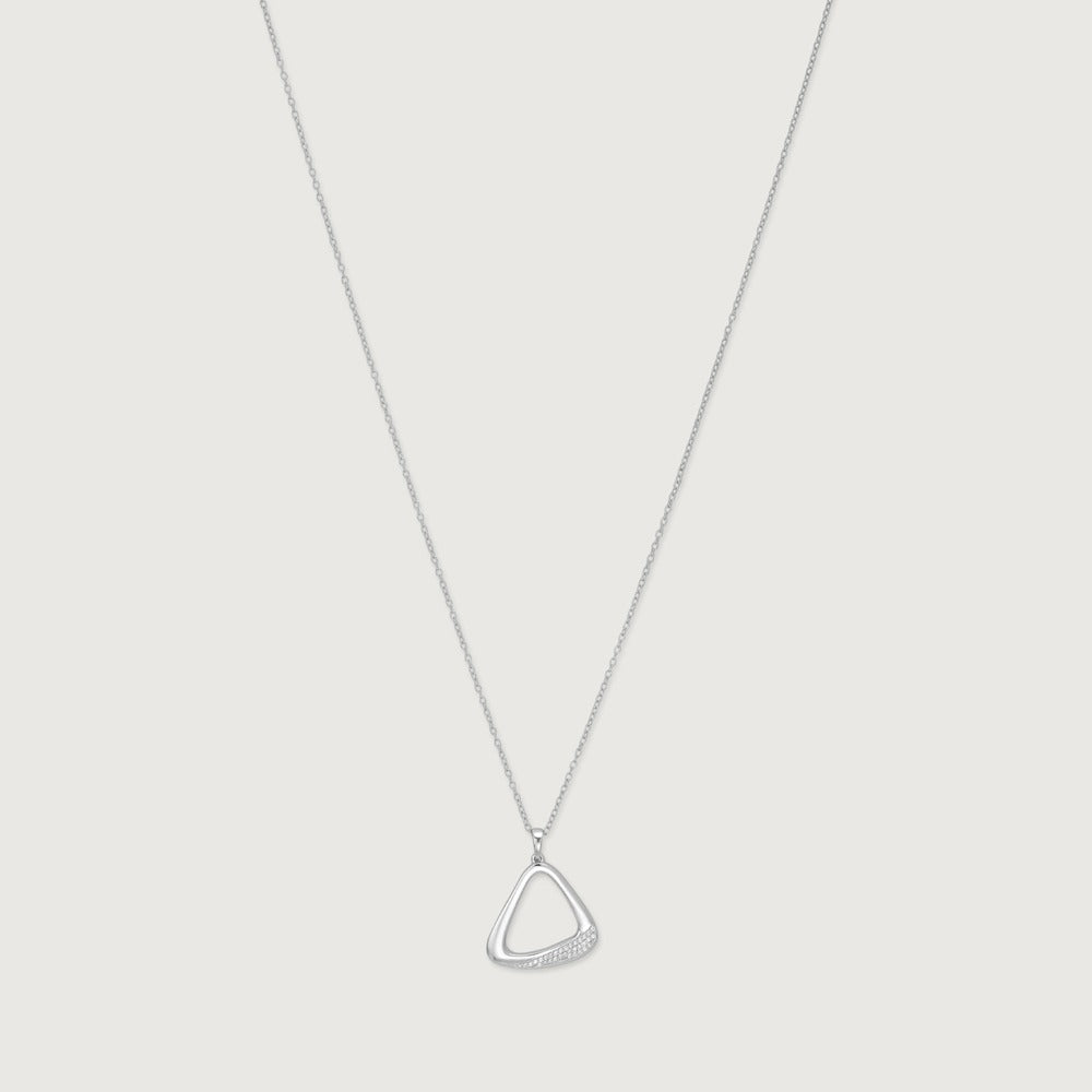 Modern Geometric Triangle Crystal Pendant Necklace for Women | Premium Silver Finish