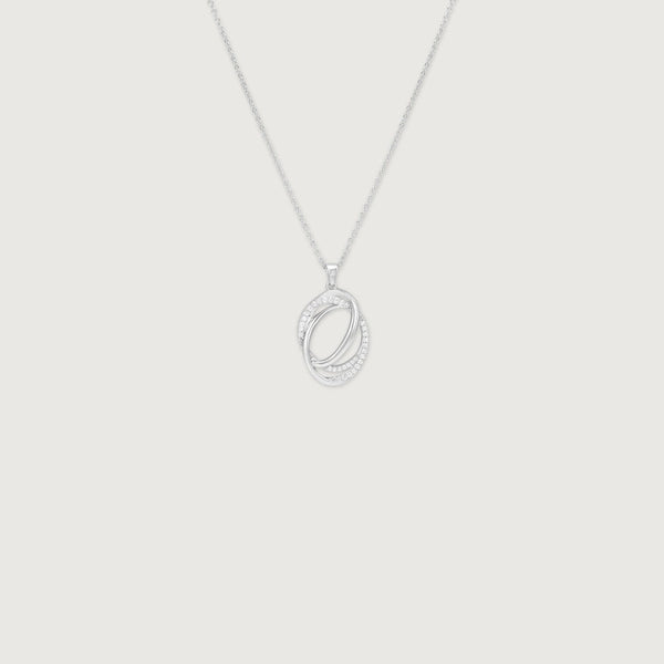 Elegant Double Loop Crystal Pendant Necklace for Women | Premium Silver Finish