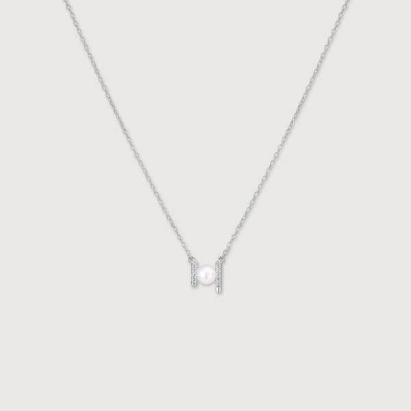 Elegant Pearl Crystal Bar Pendant Necklace for Women | Premium Silver Finish